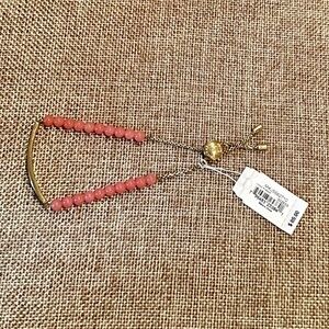 Michael Kors Logo Plaque & Pink Bead Bracelet